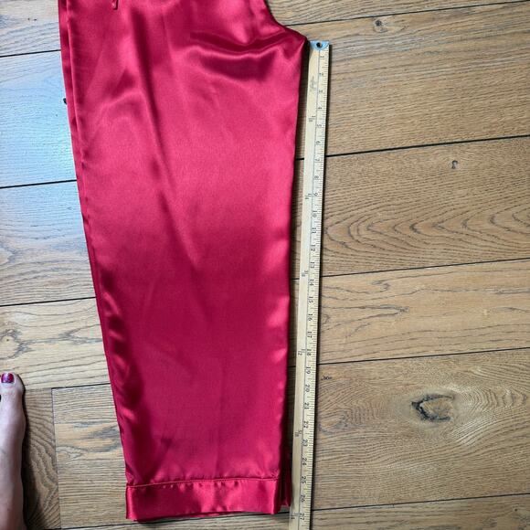 Valerie Stevens Petites 2PC Women Satin Pajamas SZ LP Red Romantic Lounge Sexy - Picture 9 of 9